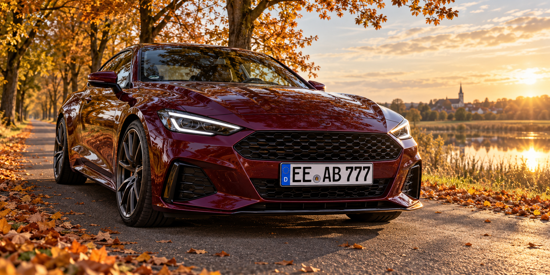 Rotes Auto mit Kennzeichen EE AB 777 im Landkreis Elbe-Elster