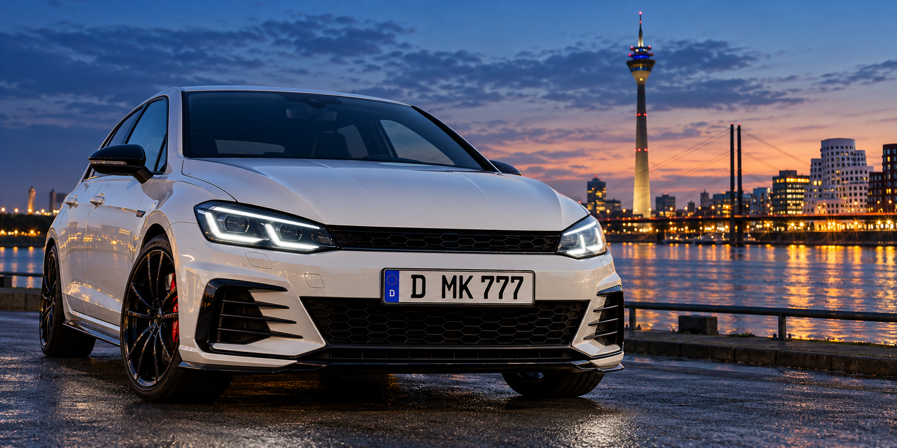 Modernes Auto in Leipzig mit Beispielkennzeichen L MK 777